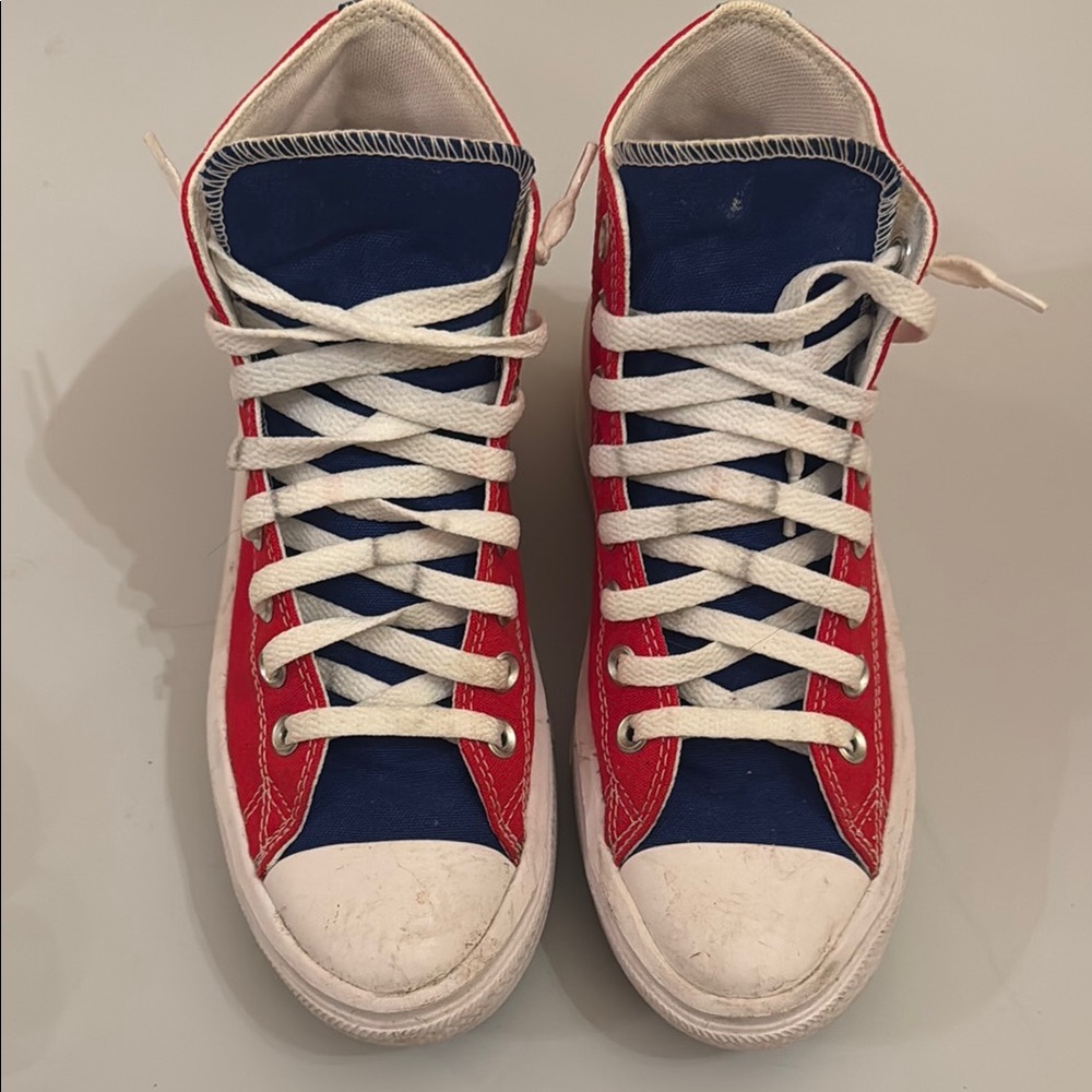 Converse High-Top Platform Sneakers - Red and Blue